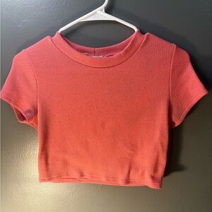 Coral Ribbed Crop Top